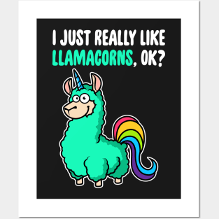 I Just Really Like Llamacorns OK ? Cute Llama Toddlers Kids design Posters and Art